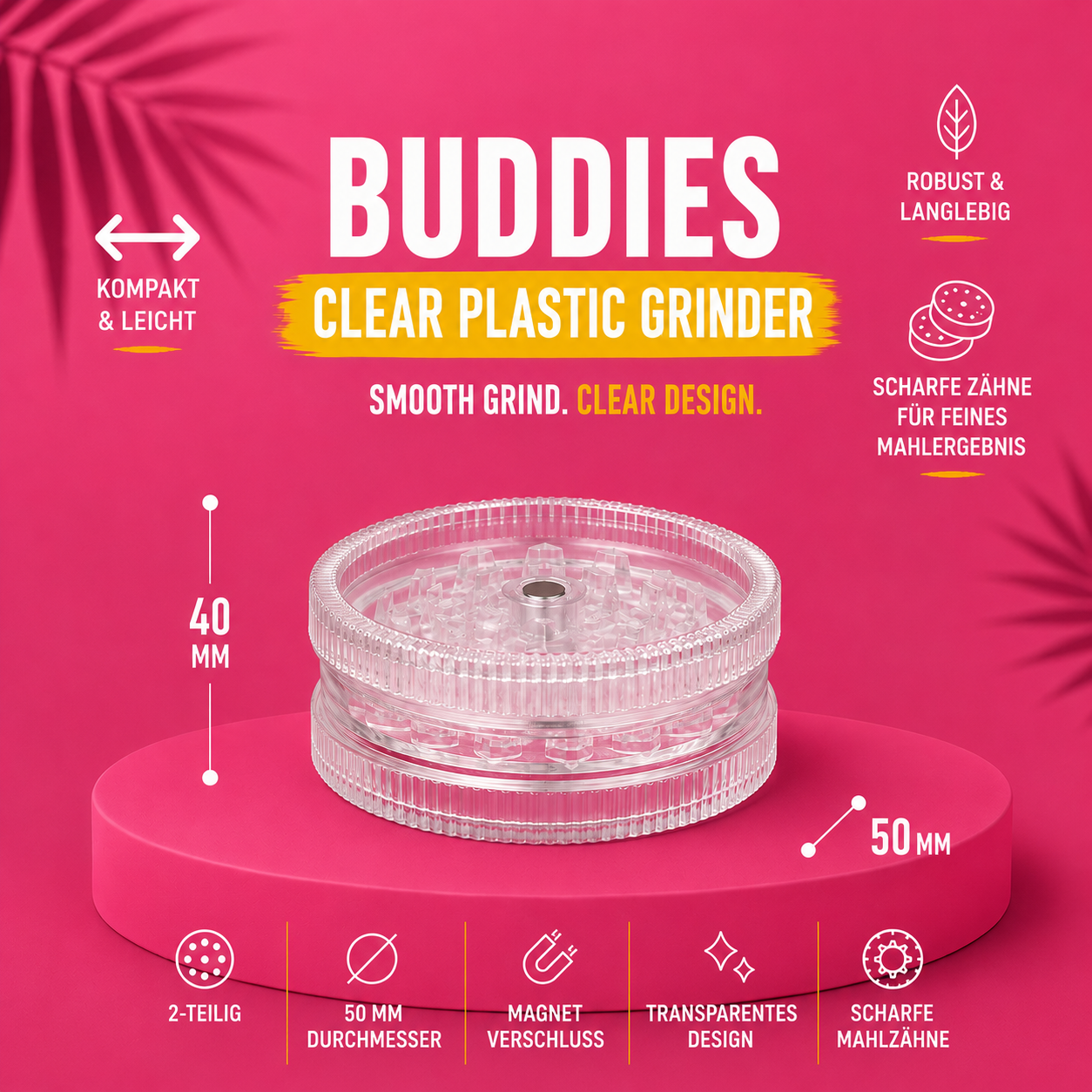 Buddies Plastic Grinder – 2-teilig